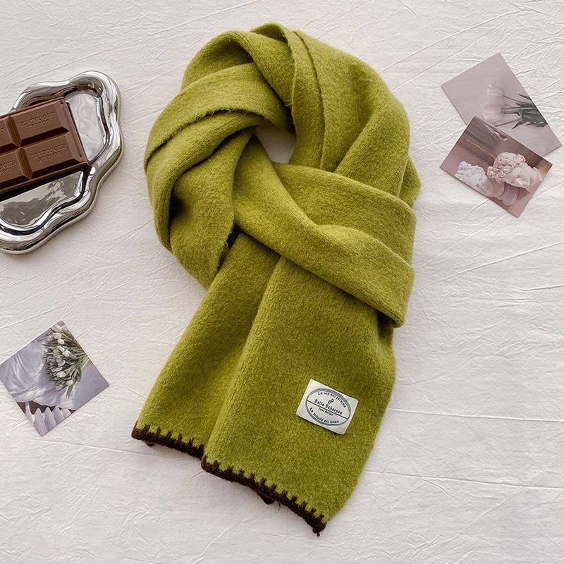 White wool versatile soft waxy knitted scarf women's winter warm long scarf casual couple