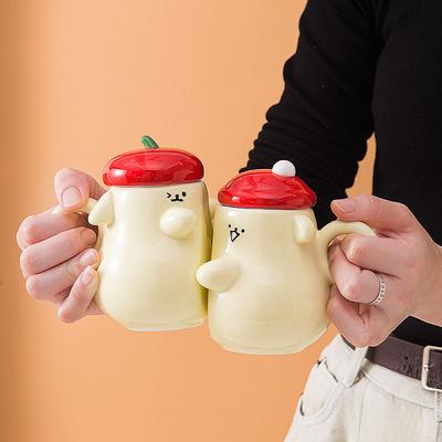 Adesivo fofo casal abraçando par caneca conjunto caixa de presente criativo para namorado e namorada caneca de cerâmica