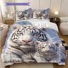 White Tiger Pattern Bedding Quilt Set Quilt Cover Pillowcase Home Decoration Birthday Gift (1 * Duvet Cover + 2 * Pillowcase, Without Core)