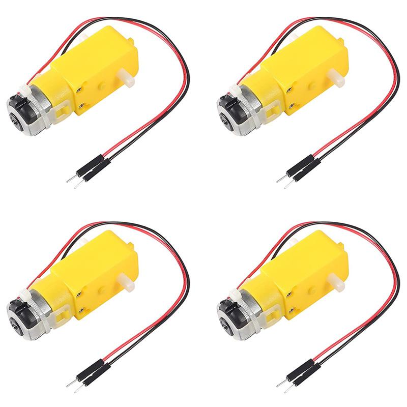 4pcs TT Motor Smart Car Robot Gear Motor Wheel Kit 3-6V DC Electric Gear TT Motor L Shape Dual Shaft Intelligent for Robot Car