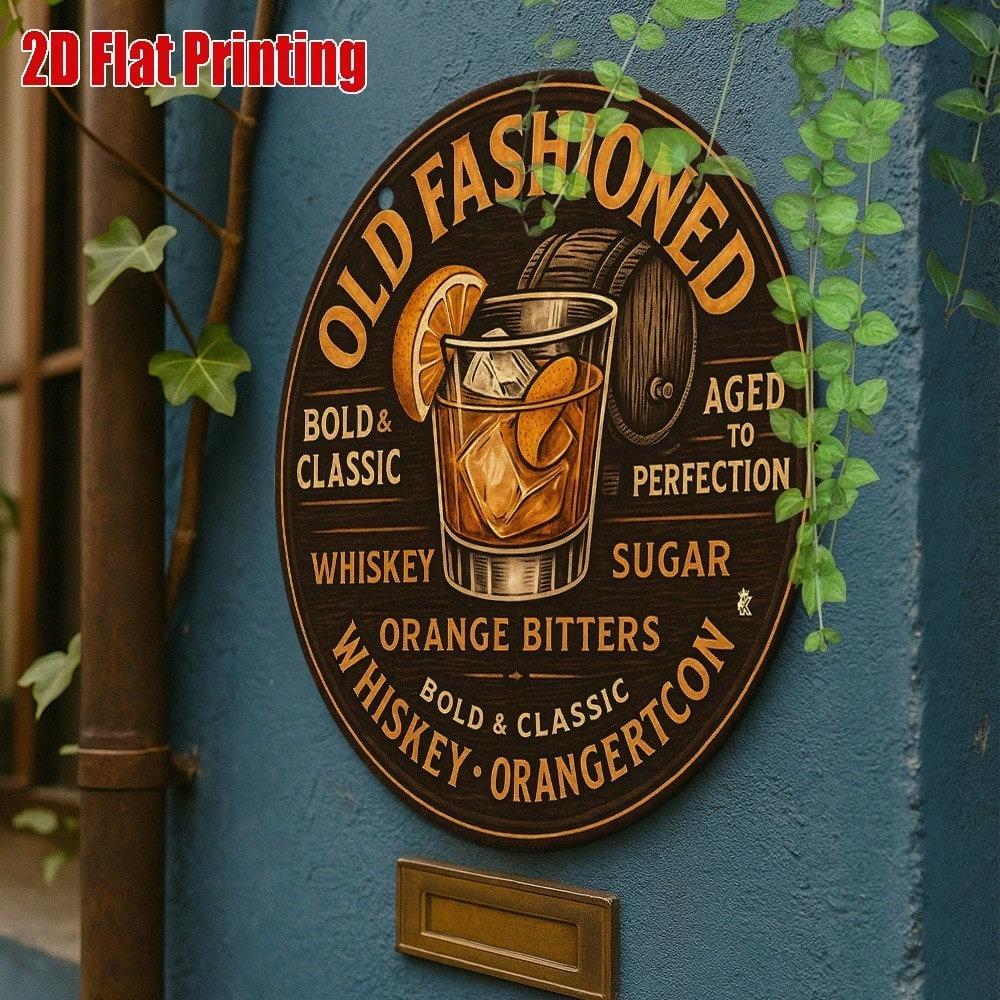 Vintage Whiskey Bar Tin Sign 8x8 Inch Retro Bourbon Cocktail Metal Poster