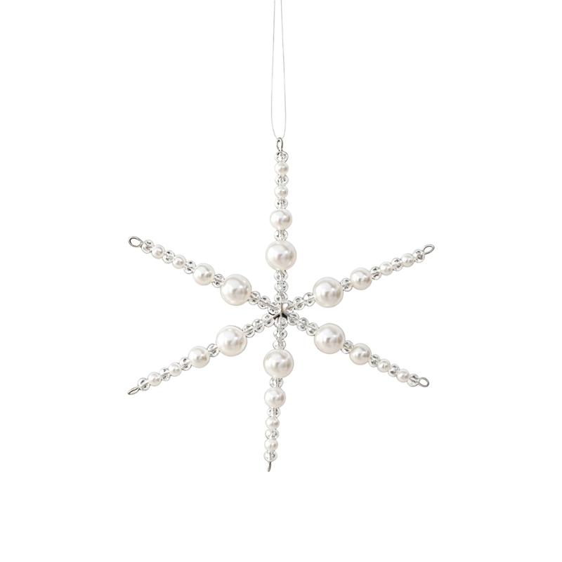 Christmas Tree Hanging Ornament with Faux Pearls Styling, Elegant Holiday Decors for Branches, Window, and Home Accents