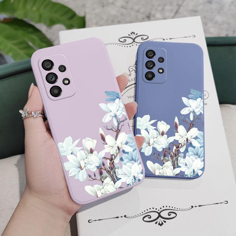 Magnolia Flower Case For Samsung A16 A06 A73 A53 A33 A24 A23 A15 A25 A35 A55 A13 A03S A72 A52S A32 A02S A22 A04S 4G 5G Cover