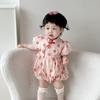 Summer 2025 Strawberry Print Baby Romper - One-Year-Old Girl's Triangle Crawling Onesie