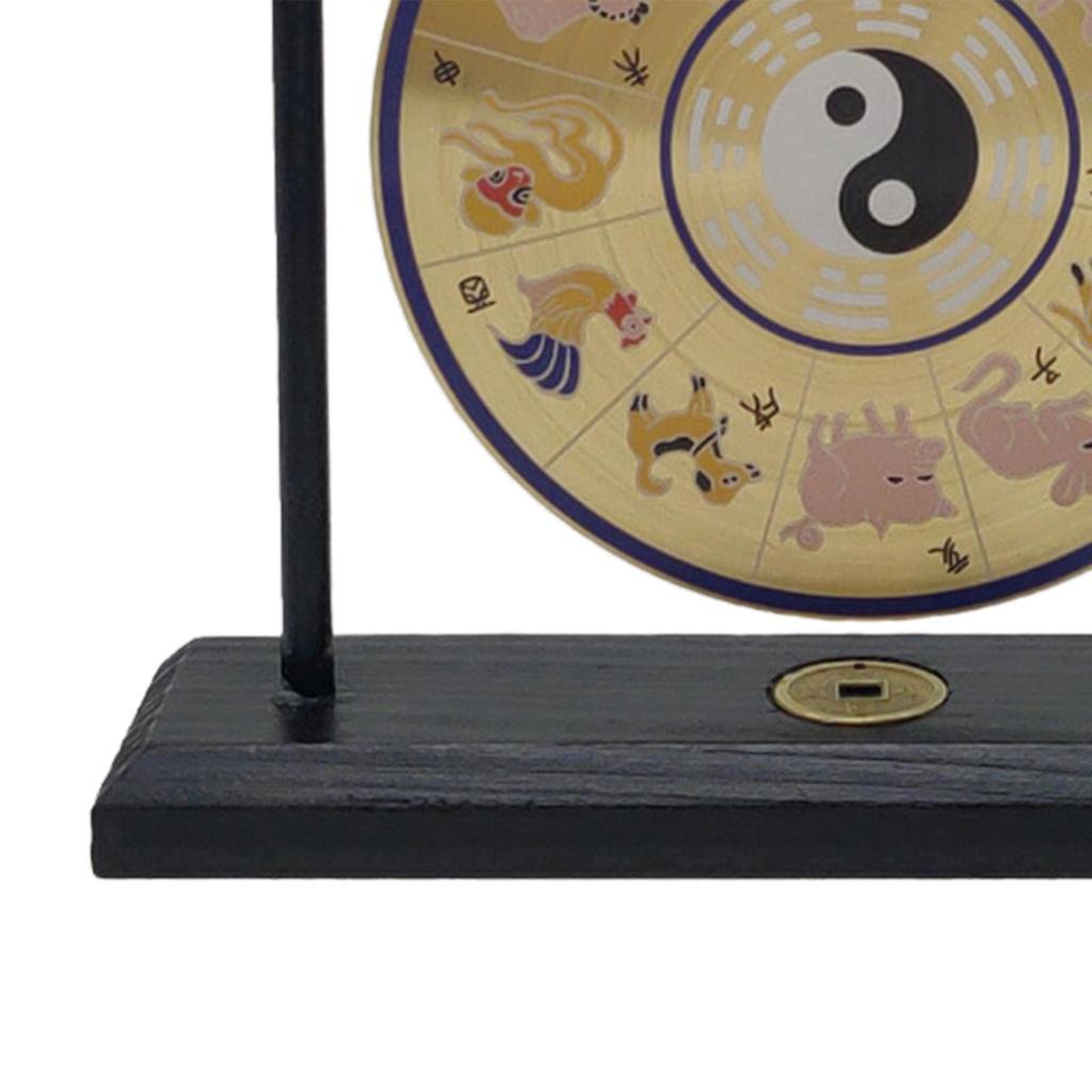 Gong Ornament Mini Wind Chimes Feng Shui Brass Gong Desktop Mini Chinese Gong with Stand for Tabletop Office Home Art Decor