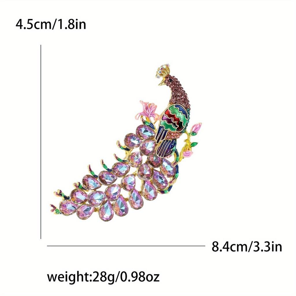 Luxury and Fashionable Peacock Open Screen Brooch, European and American Retro Colored Enamel Pin Accessories