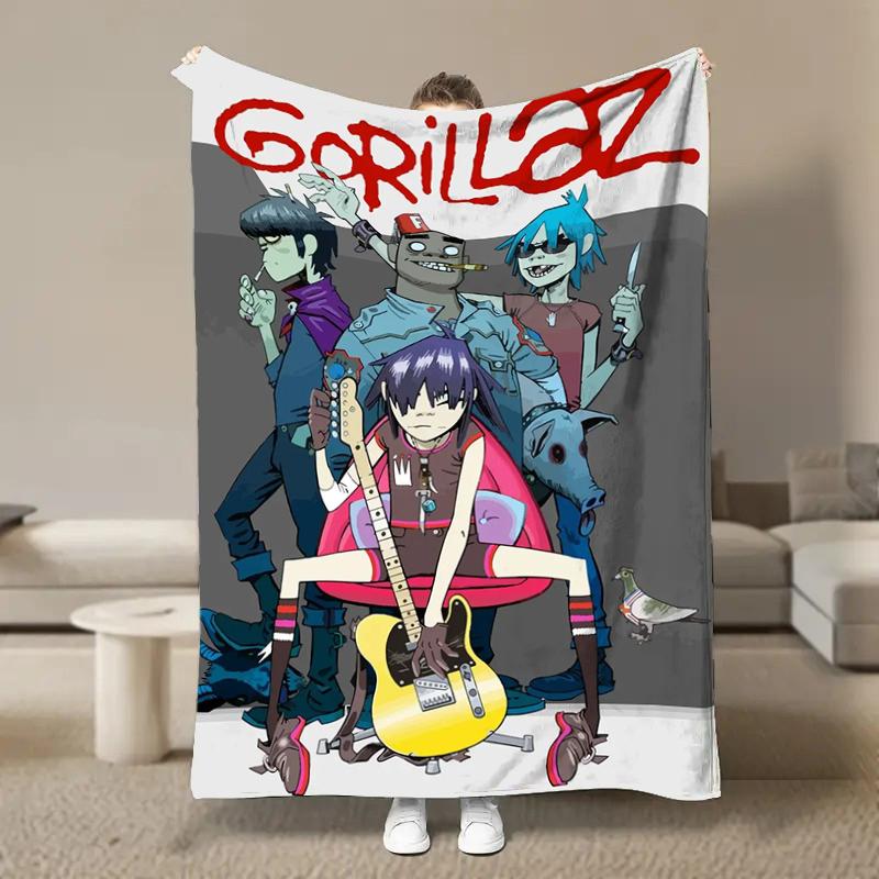 Wirtualny Zespół Rockowy Anime G-Gorillaz Miękkie Kocyki, Koc Grzewczy Komfortowy Koc na Piknik Łóżka Kanapę Domowy Sypialnia