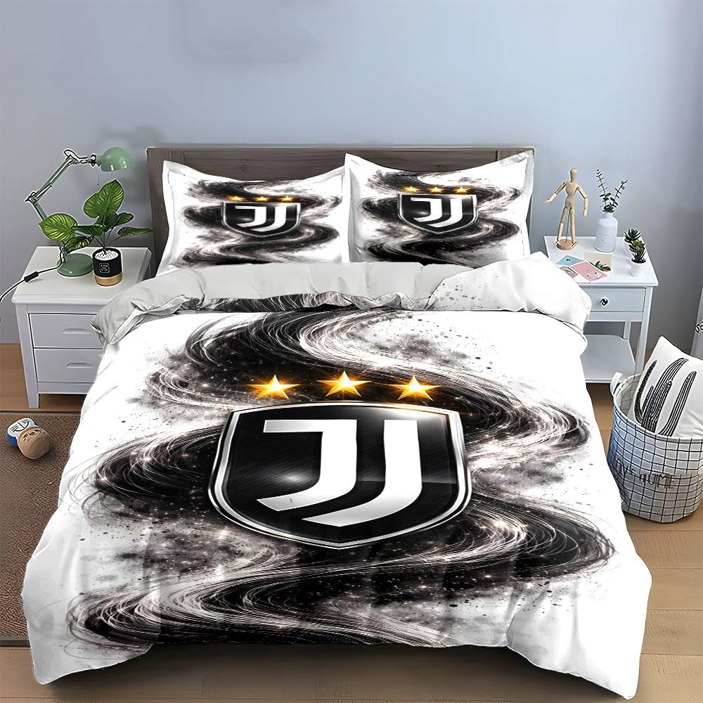 Juventus-Logo, wirbelnde Muster. Bettwäsche-Sets Bettbezug-Sets Bettbezüge Kissenbezüge(1 * Bettbezug 2 * Kissenbezüge, ohne Bettdecke)