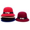 Top Hat British Style Faux Pearl Decor Down Brim Sunshading Round Top Decorate Retro Vintage Women Cloche Hat for Church