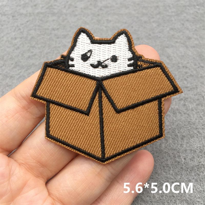 Team Cat Embroidery Patches Appliques For Clothing Diy Sewing Iron On Patches Punk Cartoon Stripes Decoration Accessories