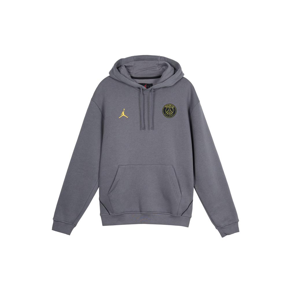 Jordan X PSG Paris Saint-Germain Co-Branded Stripe Pattern Gold Print Hoodie with Drawstring Men Hoodie Light-Graphite-Grey DV0612-014