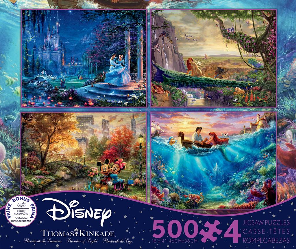 Thomas Kinkade Disney Collection 4-in-1 Puzzle Multipack, je 500 Teile