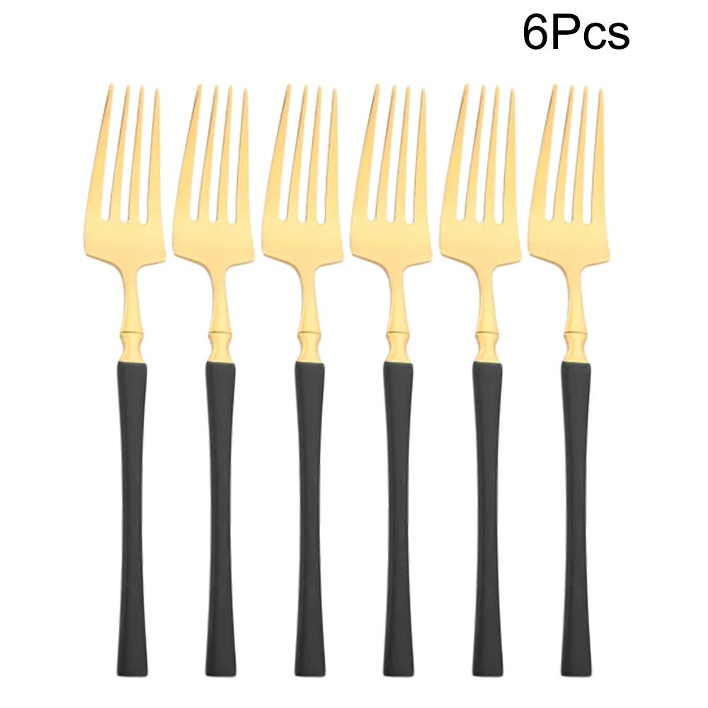 6Pcs Mirror Dinner Forks Cutlery Blakc Stainless Steel Fork Flatware Kitchen Silverware Western Dinnerware Restaurant Fork Set