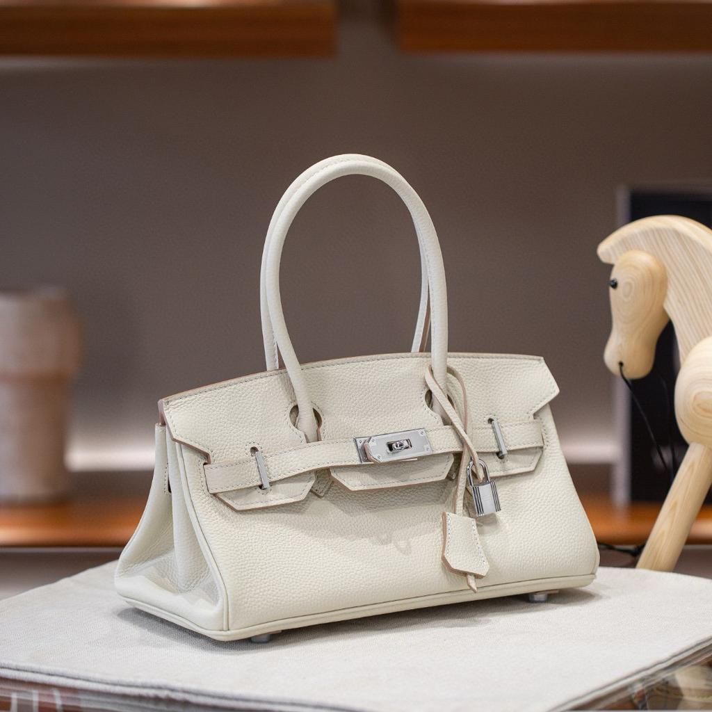 Cross-Border TOGO Top-Grade Cowhide Tote Silver Hardware Bag Women's High-End Authentic Leather Buckle Long-Strap Casual Handheld Shoulder Bag