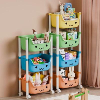 Multifunktionales Aufbewahrungsregal Wagen Organizer mit Rädern Mobiles Bücherregal Kinder Spielzeug Aufbewahrungsregal Wohnzimmer Organizer