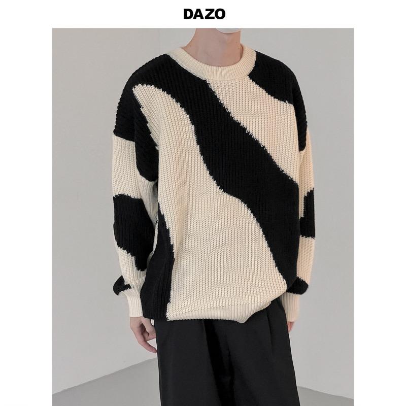 

Осенние и зимние свитера для мальчиков, контрастные свитера-пуловеры в стиле «ленивая корова», свободная внутренняя одежда, модные корейские осенние топы 2XL