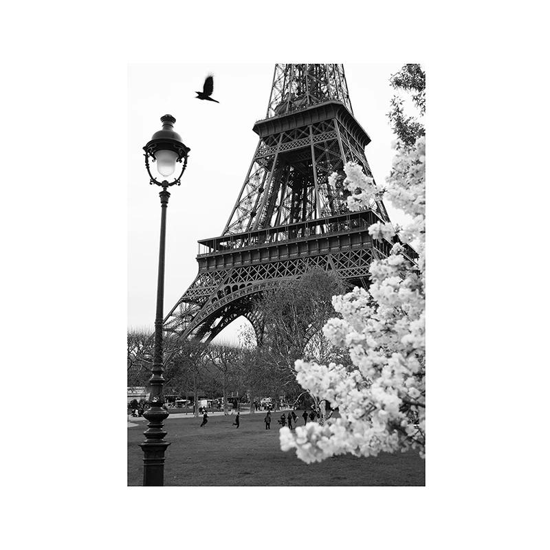 

Город моды Париж Холст Картина Скандинавские постеры Настенные художественные принты Черно-белые картины для гостиной Украшение дома 21*30cm No Frame
