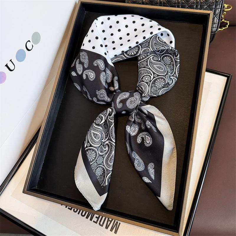 Luxury Brand Square Scarf Design Double Side Shawl Wrap 70cm Print Twill Silk Women Hijab Female Foulard Headband Bandana