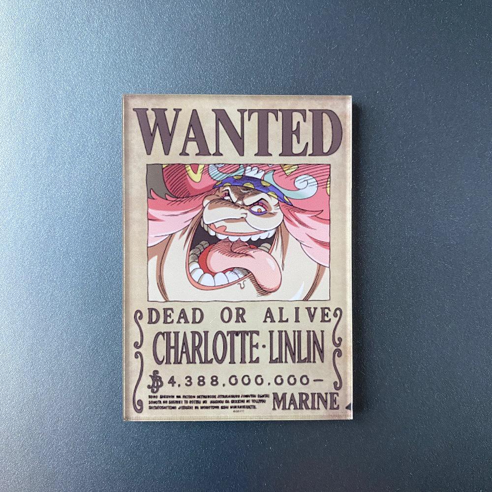 Kreativní magnet s plakátem Wanted z One Piece - Anime Kreslená Dekorace na ledničku & Samolepka na vzkazy