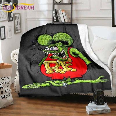 Rat Fink Deka Throw Deka Pohovka Povlak na přikrývku Cestovní povlečení Deka Throw Deka Flanelová deka Přehoz přikrývky do postele