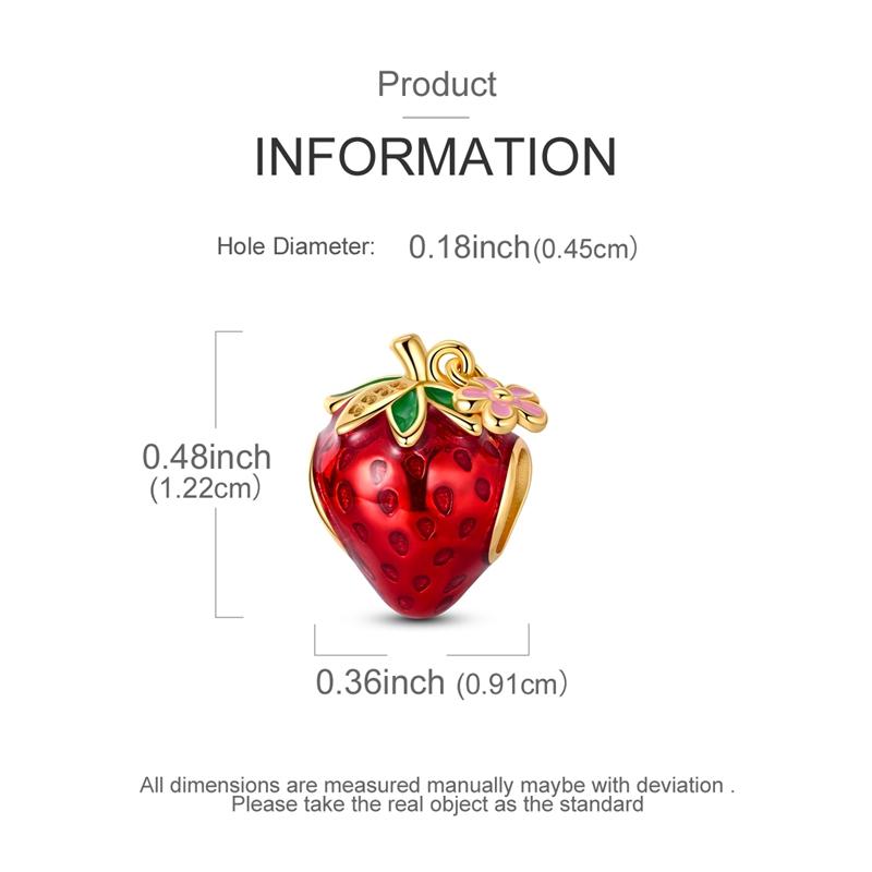 copper Golden Red Strawberry Bead Charms Spring Fashion Charm Compatible With Authentic Charm Bracelets Women Do It Yourself Jewellery Gift