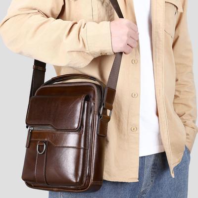 Borsa da uomo in vera pelle di vacchetta, borsa a tracolla, borsa da lavoro di lusso, piccola borsa da viaggio