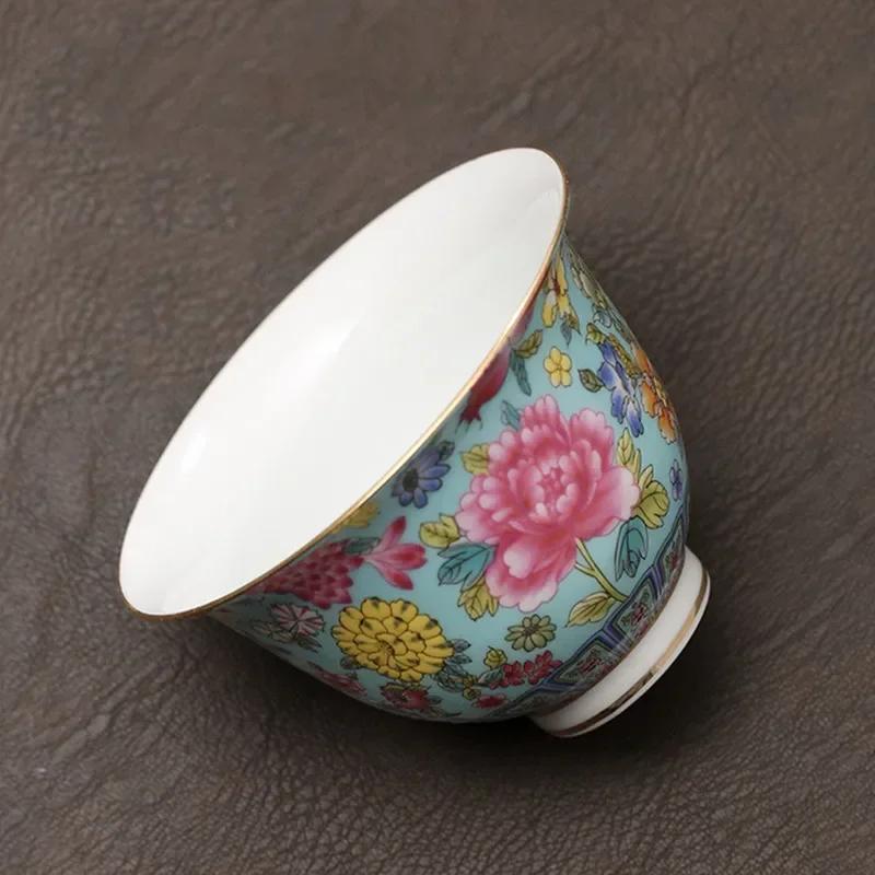 Chinese Enamel Color Ceramic Gaiwan Pot Bearing Handmade Flowers Porcelain Tea Bowl Teacup Household Tea Infuser Travel Teaware