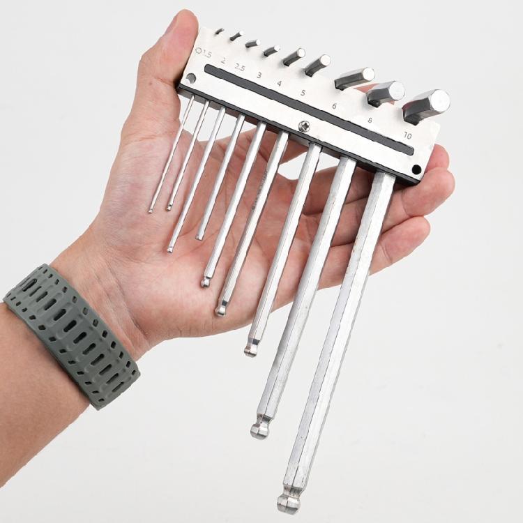 Wall Mountable Hex Wrench Tool Organizer Space Efficient Aluminum Shelf Stand For 1.5mm To 10mm Hex Keys