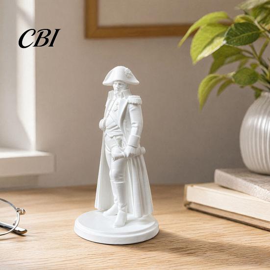 Military Uniform Figure 3D Printed Napoleon Statue with Coat, Turban & Scroll, Vintage Historical Desktop Decor Exhibition Hall Ornament Figurine,