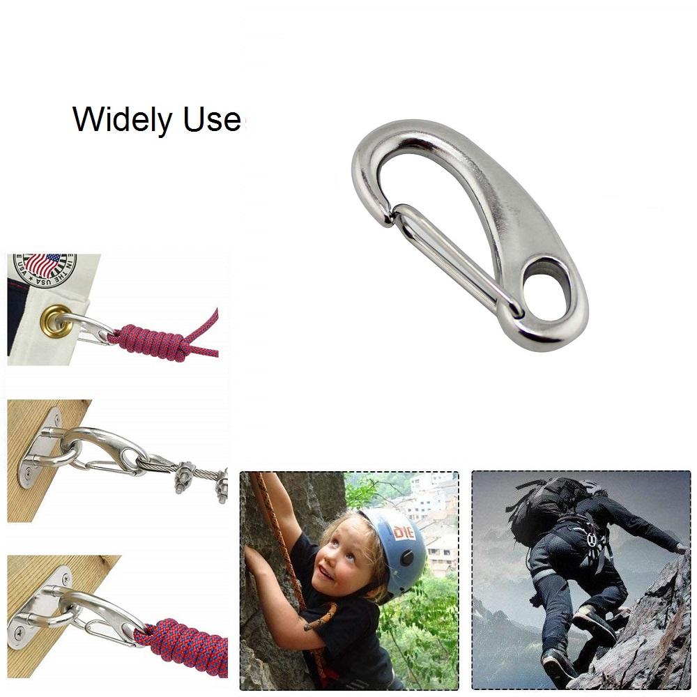 5PCS Egg Shape Spring Gate Snap Hook 304 Stainless Steel Lock 40mm 50mm 70mm 100mm Rigging Hardware Snap Hook Clip For Camping