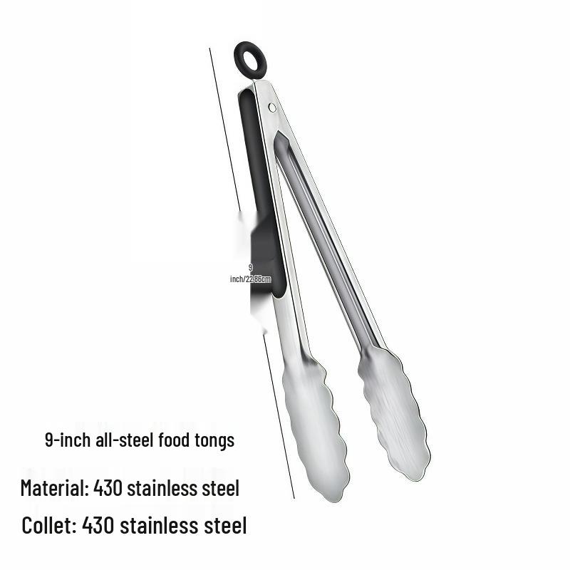 High-Temperature Resistant Stainless Steel Silicone Kitchen Tongs for Stir-Frying and Grilling
