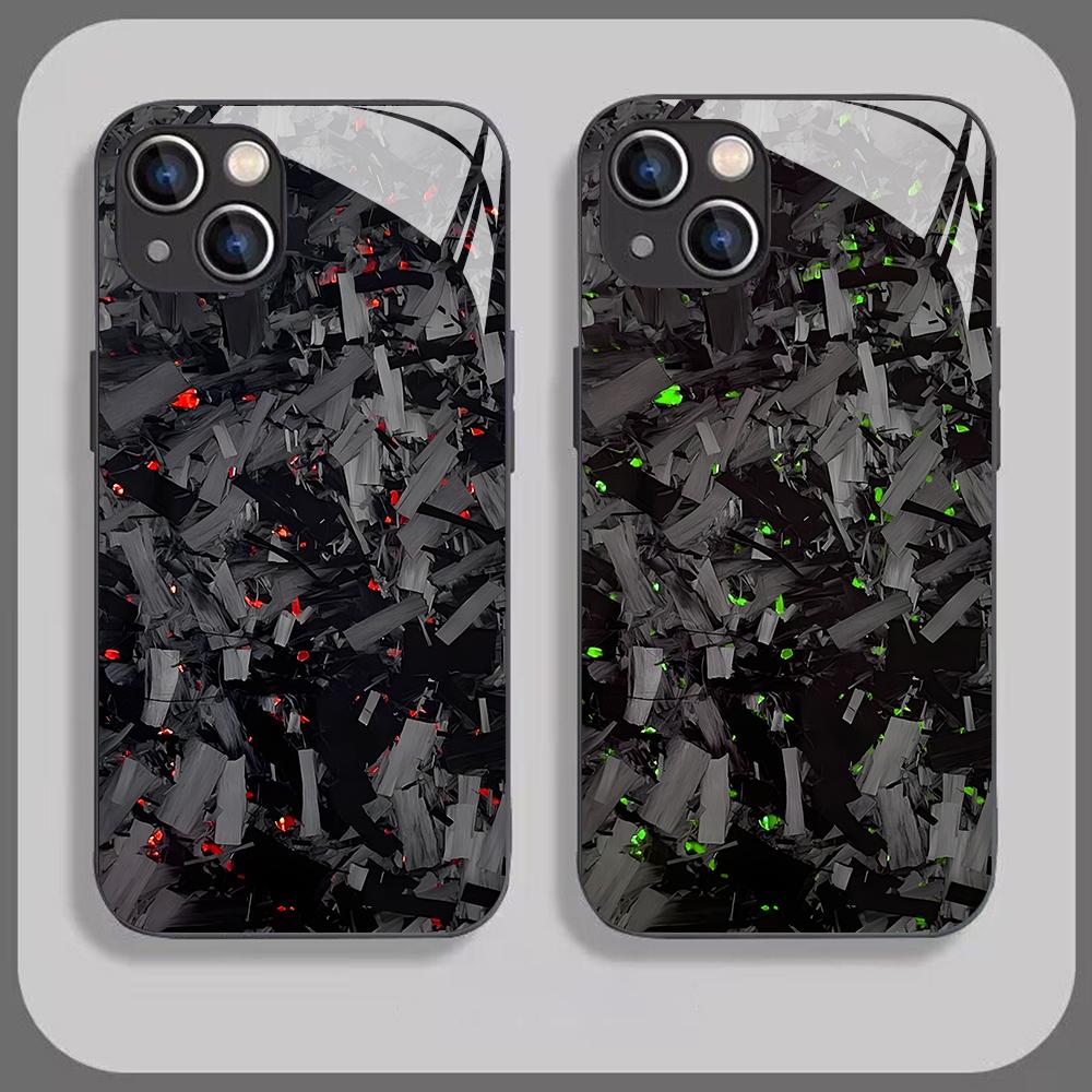 Echte geschmiedete Kohlefaser-Handyhülle für iPhone 16 15 14 13 12 Mini 11 Pro XS Max XR X SE 8 7 Plus Glas Weicher Rahmen Rückseite