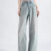 Spring & Autumn 2025 Women's High-Waisted Light Wide-Leg Jeans: Trendy Versatile Slimming Straight-Leg with Hot Drill Design.
