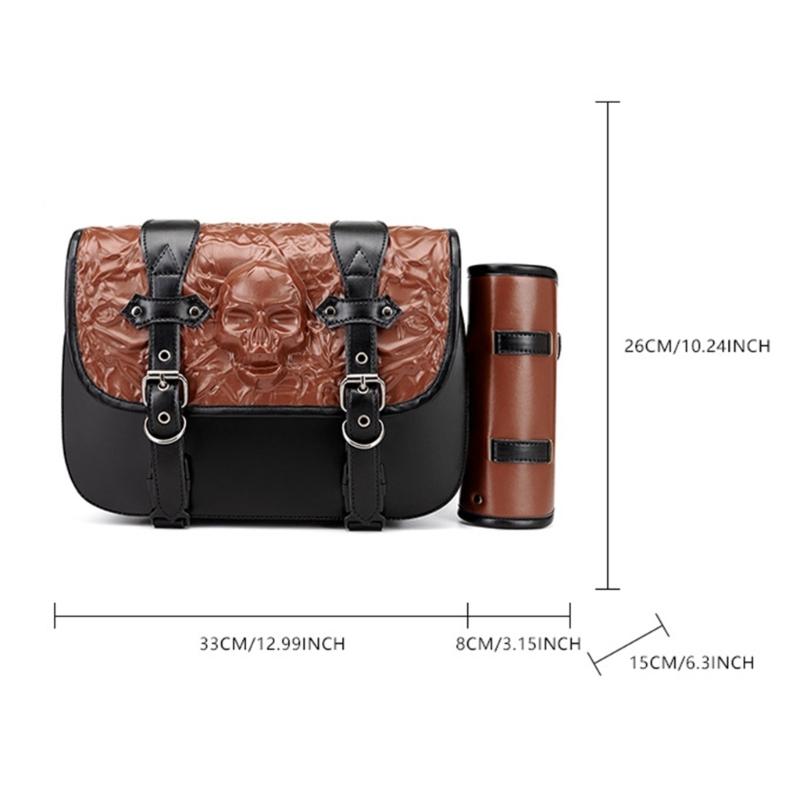 Universell Passend Einfache Montage Aufbewahrungstasche Große Kapazität Vintage Motorrad Satteltaschen PU-Leder Seitentaschen zum Fahren