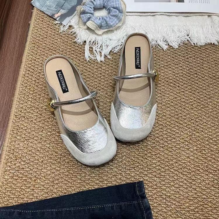 French Inner Heightening Bag Head Half Slippers Women'S Summer Outer Wear Casual Versatile One-Pedal Muller Sandals