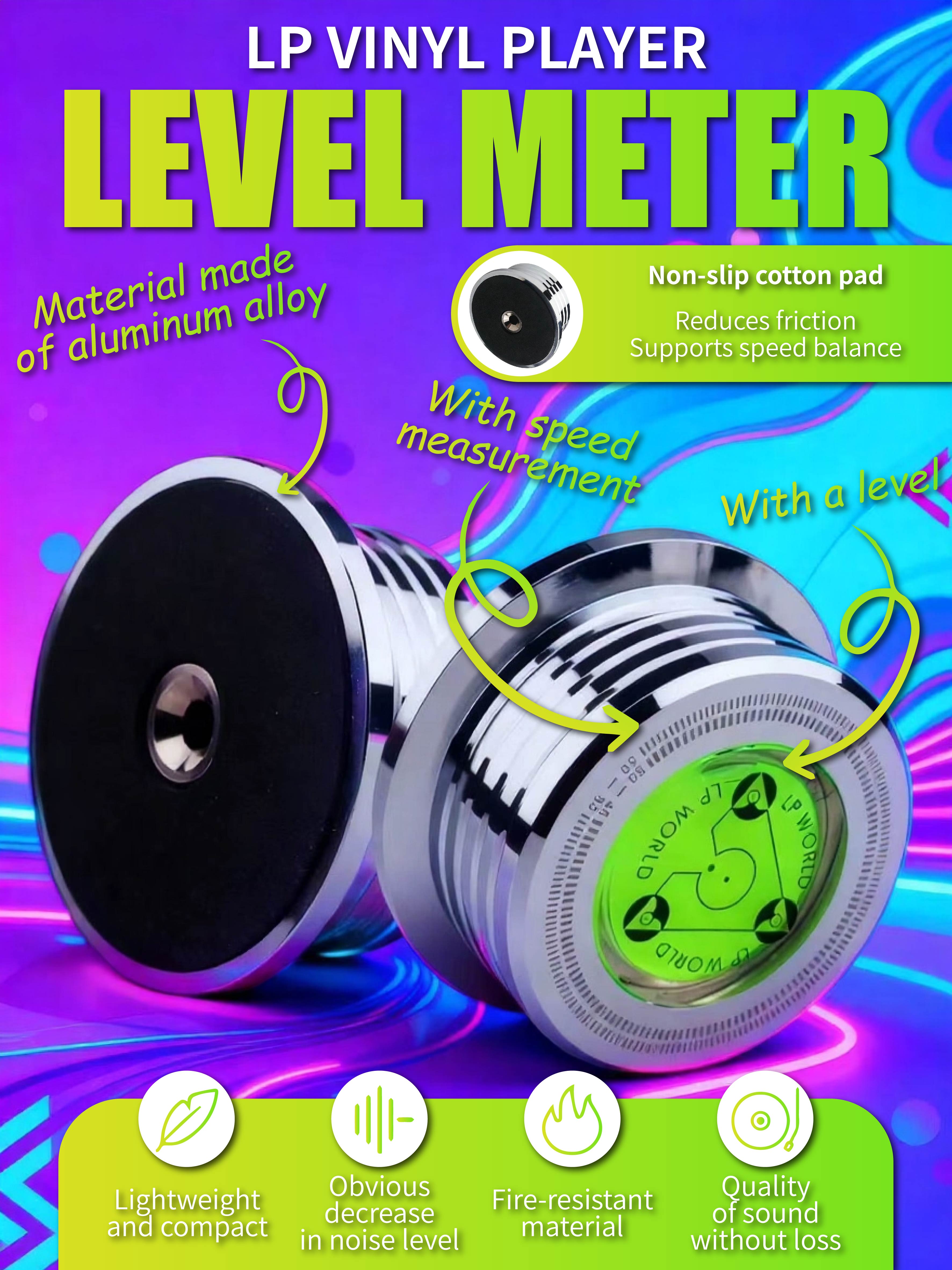 

LP Vinyl Player Level Meter - Aluminum Alloy Turntable Speed & Level Calibrator серебряный