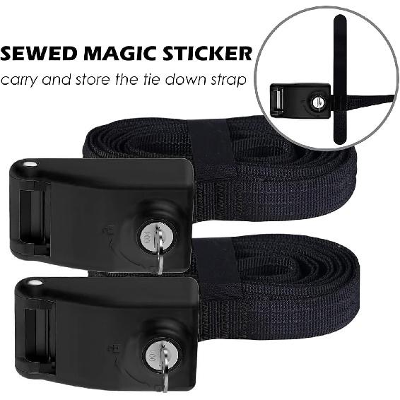 Lovinouse 2025 Upgraded 2 Pack Lockable Tie Down Strap, with 3 Stainless Steel Cables, for Lashing Locking Kayak, Bike, Surfboard, 10 Feet Each