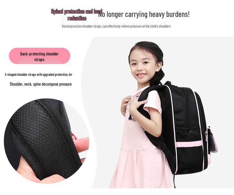 Plecak na kółkach w stylu koreańskim dla dziewcząt, w wieku 6-12 lat, klasy 1-3, 5-6 z szelkami redukującymi obciążenie.