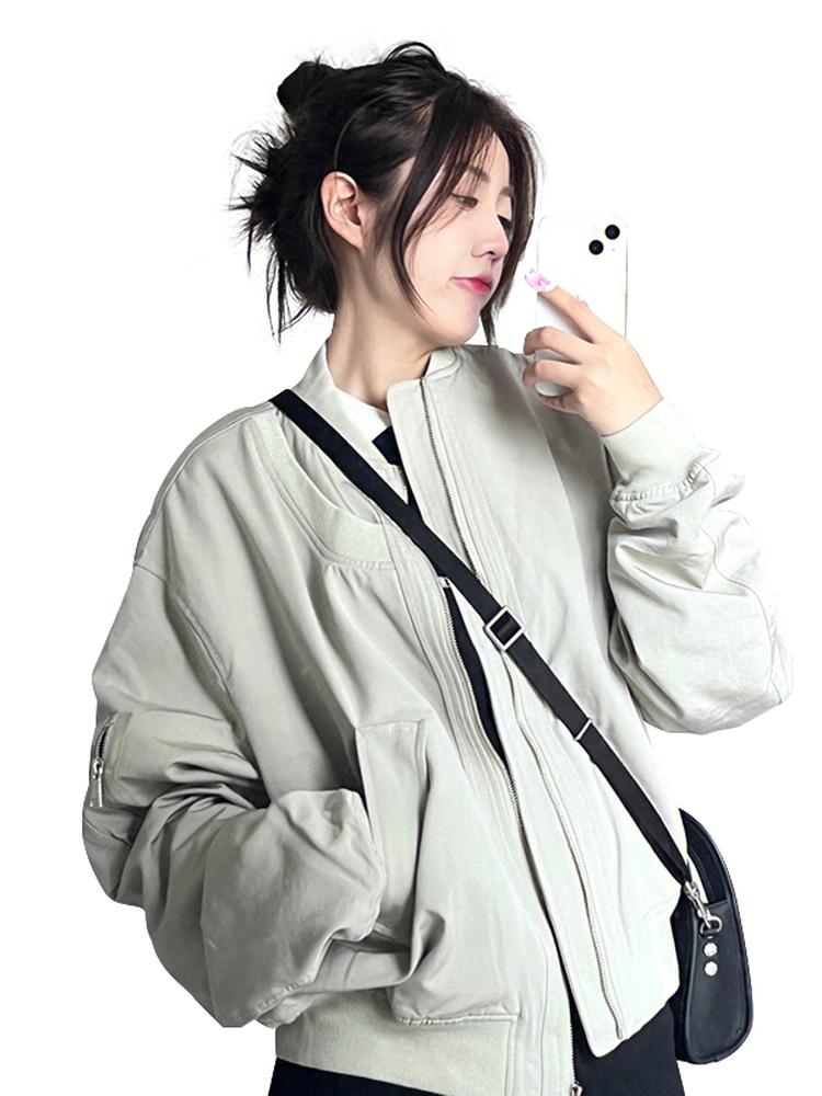Women's Retro Thin Bomber Jacket: Spring/Autumn, Korean & American Style, Baseball Windbreaker 2025