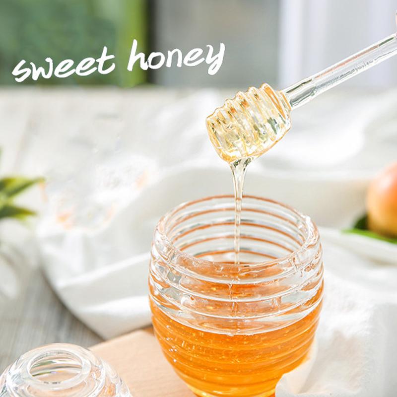 Honey Jar Large-Capacity Transparent Glass Honey Jar With Stirring Rod And Cover Honeycomb Shape Honey Containers Suitable