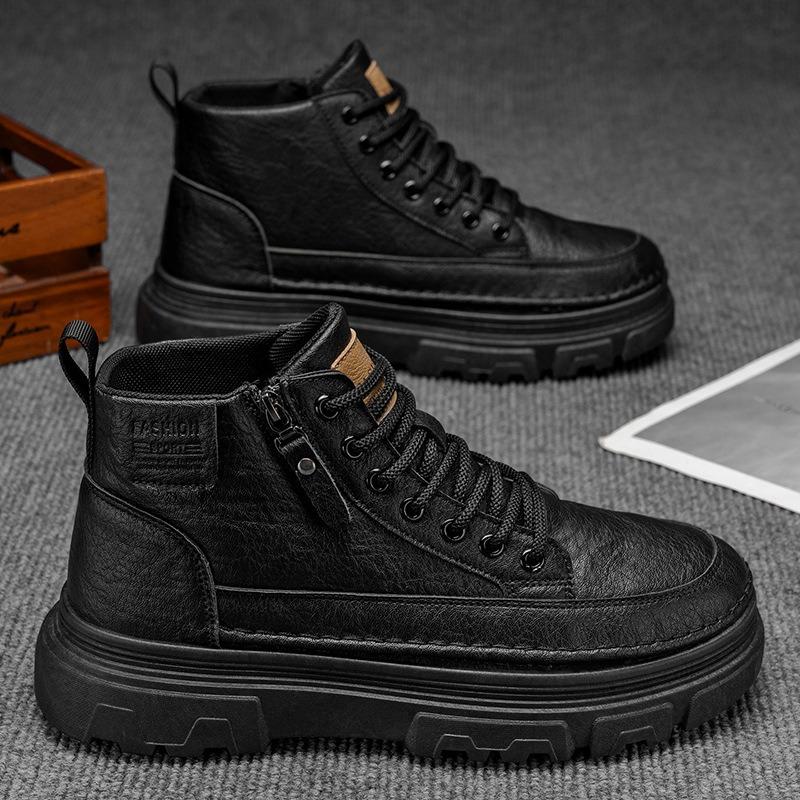 Men's Leather Boots Autumn New Martin Boots Retro Men's Shoes Work High-top Leather Shoes Non-slip Tooling Shoes Casual Short Boots