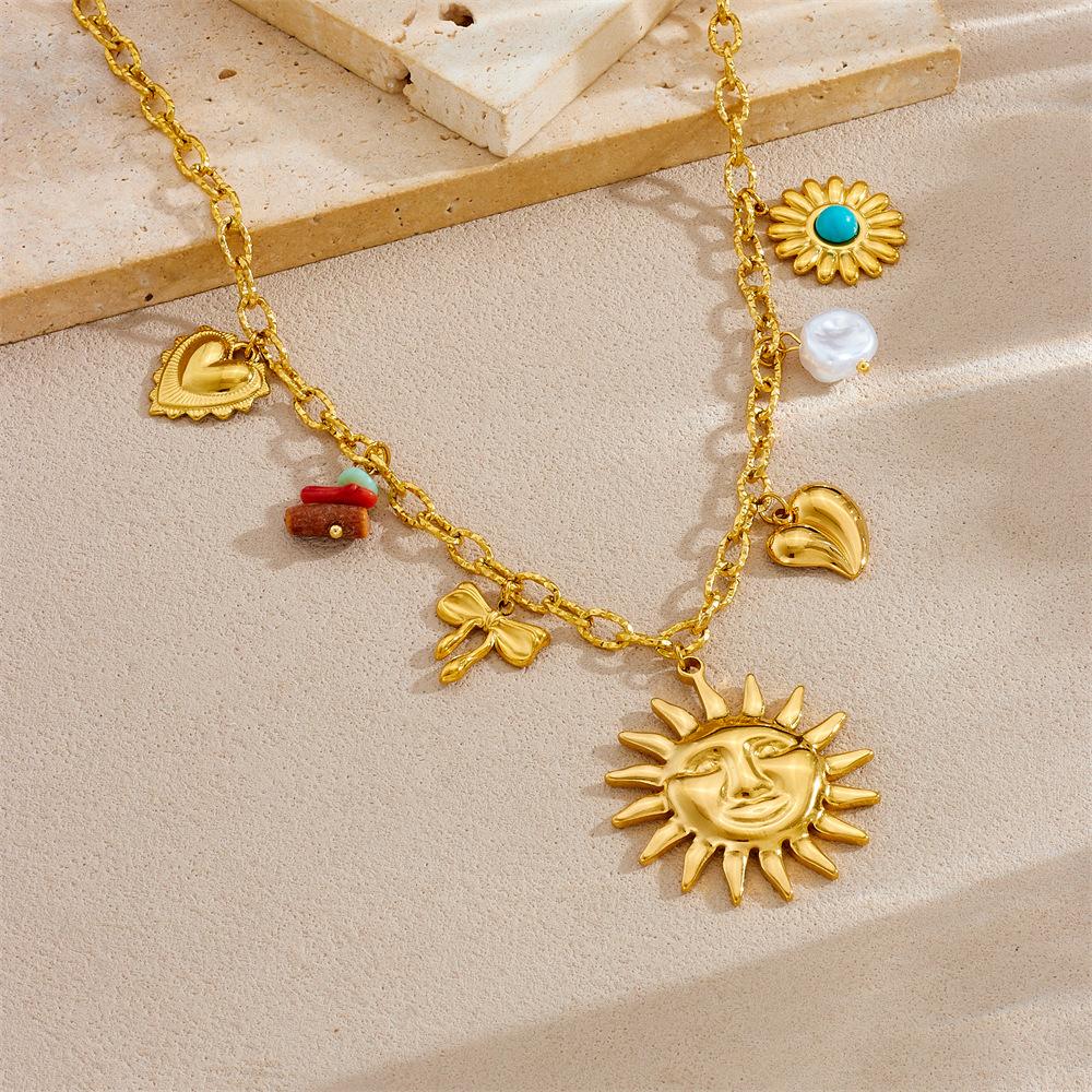 Fashion Vacation Premium Multi Element Ocean Creature Pendant Shell Starfish Sun Necklace