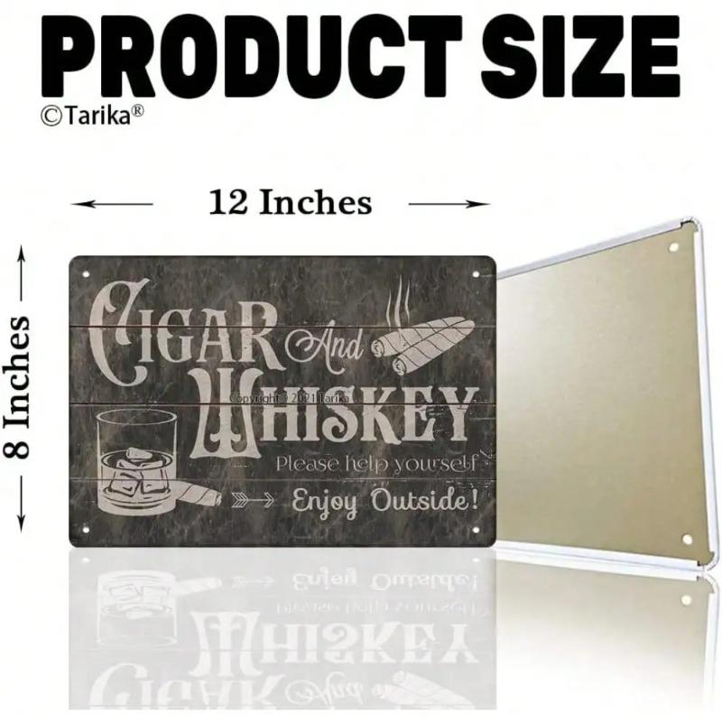 Vintage Metal Sign for Men Retro Cigar Whiskey Bar Decor Man Cave Gift