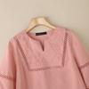 ZANZEA Women Casual V-Neck 3/4 Sleeve Loose Embroidery Blouse
