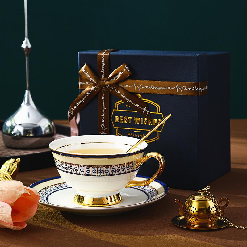 British style European ceramic bone china coffee cup and saucer set, premium British afternoon tea set, tea cup gift box