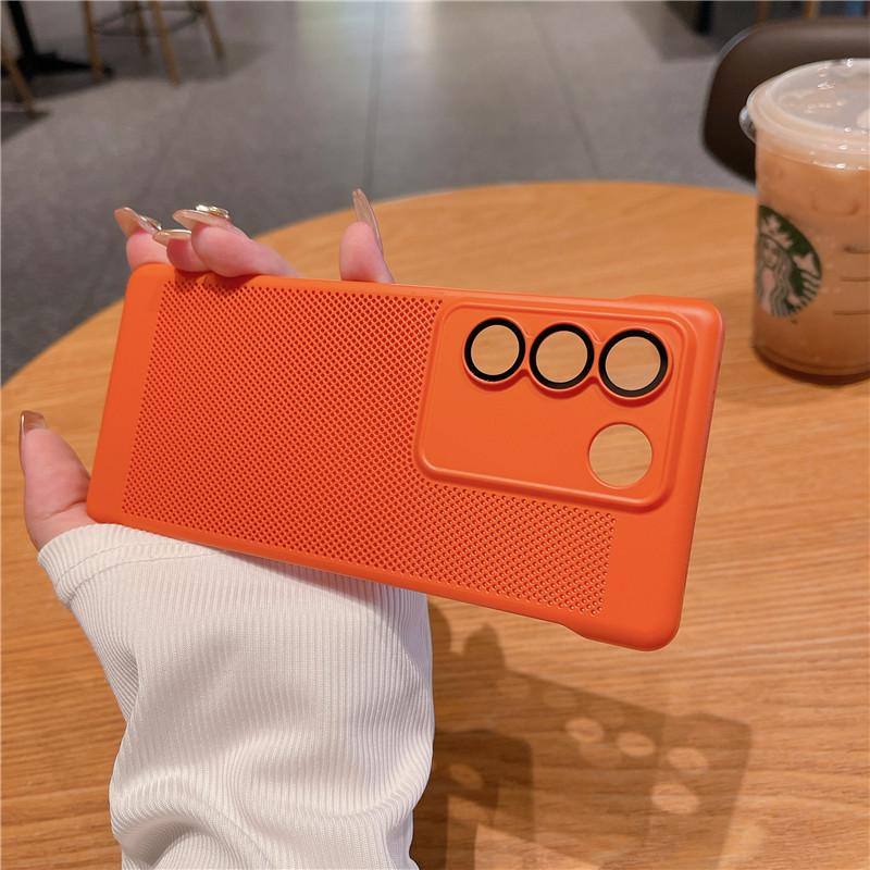 Frameless Heat Dissipation Case With Lens Film For Vivo S18 S17 S17t S16 Pro Breathable Cooling Grid Hard PC Cover Back Shell Protector