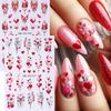 5D Walentynkowy Wytłaczany Naklejka na Paznokcie Serce Kwiat Czerwony Serce Miłości DIY Romantyczna Dekoracja Manicure