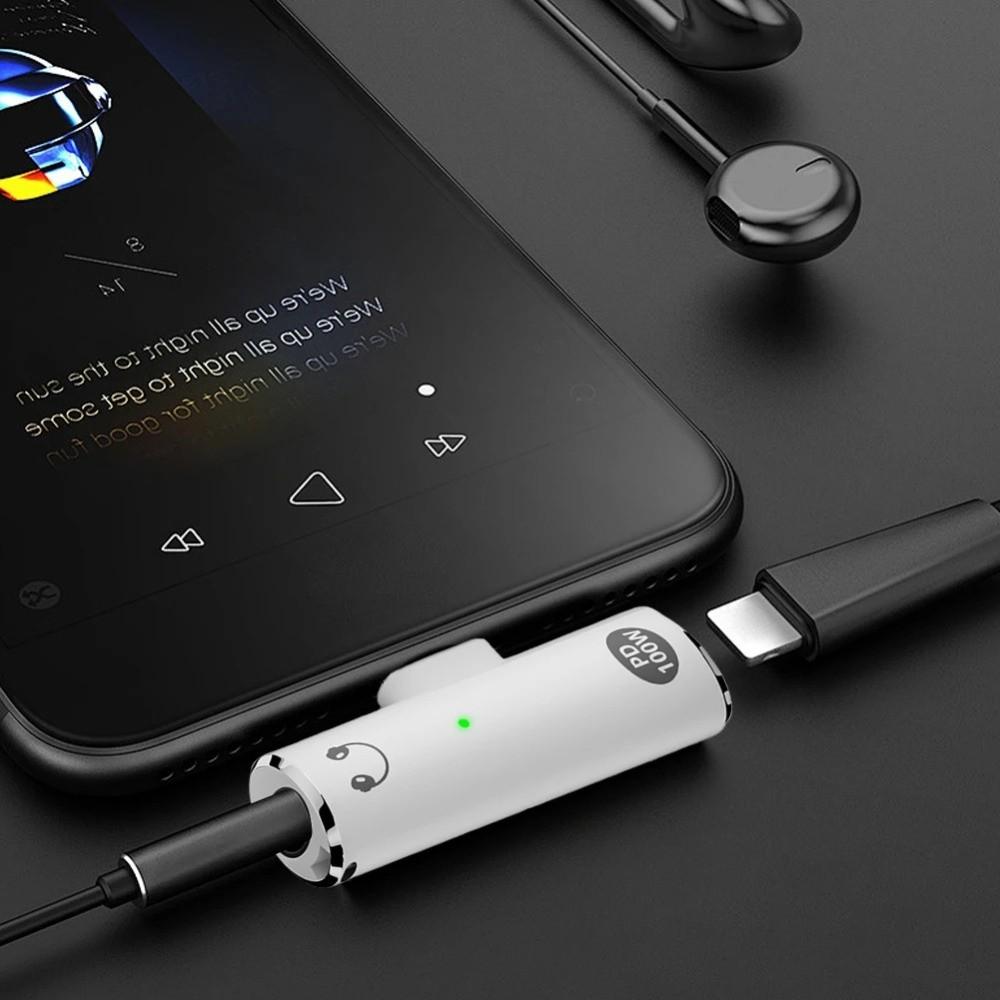 Converter 2-in-1 Audio Adapter PD 100W USB C Charge Adapter USB C To 3.5mm Adapter  Charging