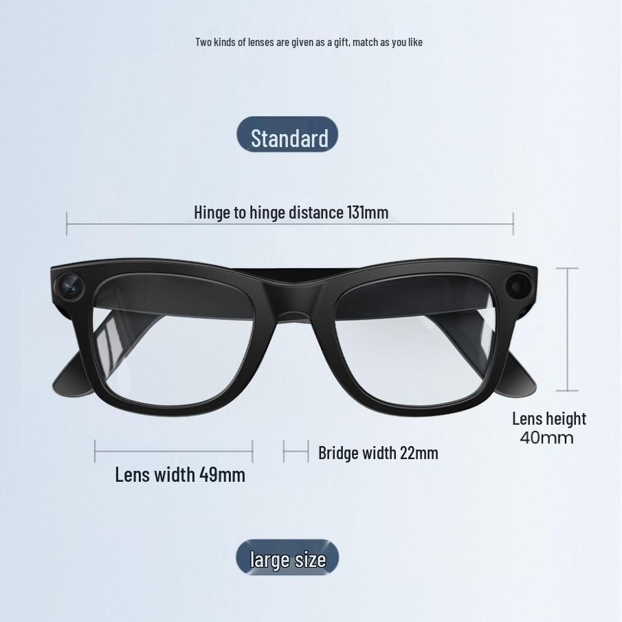 800W HD AI Smart Bluetooth Glasses Camera: Anti-Shake Photography, Video Recording, Recognition, and Translation Capabilities.