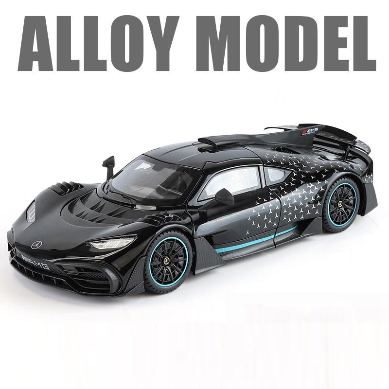 

1:18 Benz AMG ONE литой спортивный автомобиль модель игрушки двери открываются со звуком и светом переднее колесо рулевое управление транспортное средство для взрослых и детей подарки чёрный